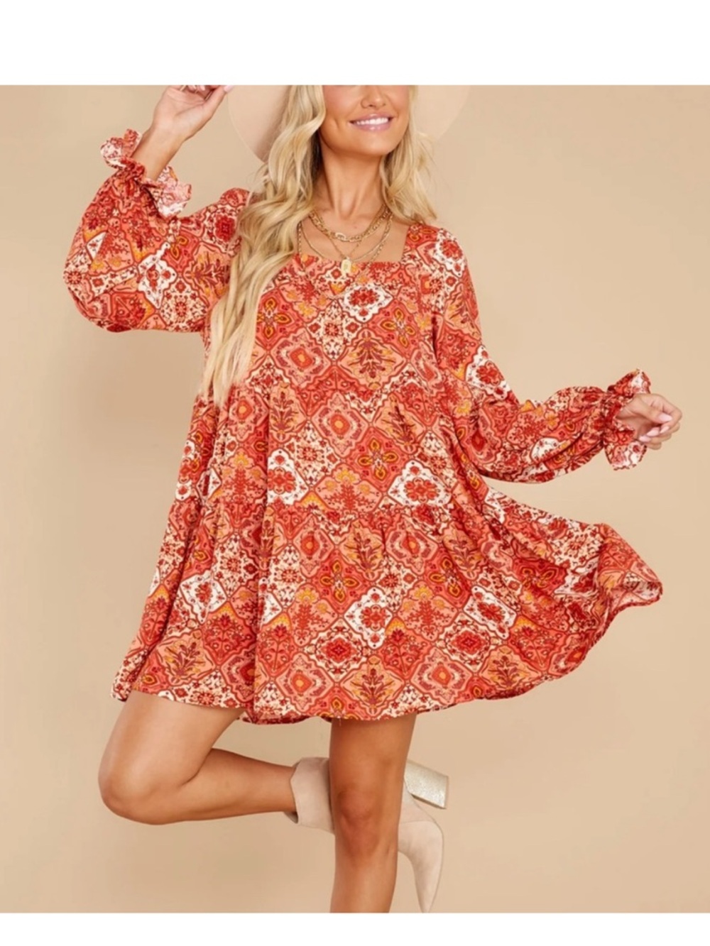 Aakaa floral long sleeveves ruffle mini dress size s